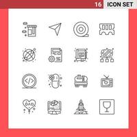 paquete de iconos de vector de stock de 16 signos y símbolos de línea para elementos de diseño de vector editables de bola de documento de hardware de perfil de configuración