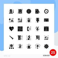 Set of 25 Modern UI Icons Symbols Signs for atom search shape document money Editable Vector Design Elements