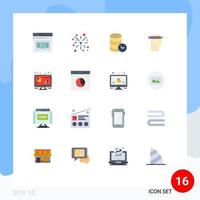 Set of 16 Modern UI Icons Symbols Signs for analytic thinking hosting mind watch Editable Pack of Creative Vector Design Elements