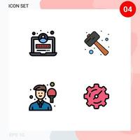 4 Creative Icons Modern Signs and Symbols of development boy knock smash sport Editable Vector Design Elements