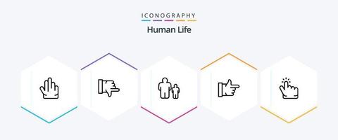 paquete de iconos humanos de 25 líneas que incluye . mano. padre. dedo. votar vector