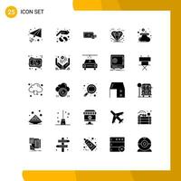 Mobile Interface Solid Glyph Set of 25 Pictograms of shopping good dollar ecommerce business Editable Vector Design Elements