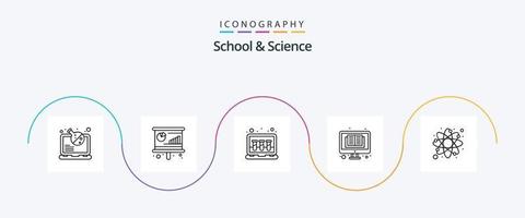 School And Science Line 5 Icon Pack Including laboratory. digital dictionary. chemical. reading. book vector