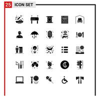 Group of 25 Modern Solid Glyphs Set for arbiter van china garage web developers Editable Vector Design Elements