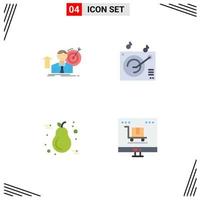 4 Creative Icons Modern Signs and Symbols of success pear achieve gramophone candle Editable Vector Design Elements