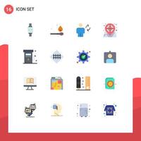 Set of 16 Vector Flat Colors on Grid for energy target avatar location update Editable Pack of Creative Vector Design Elements