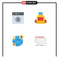 Flat Icon Pack of 4 Universal Symbols of app card bag global custom Editable Vector Design Elements