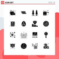 Modern Set of 16 Solid Glyphs Pictograph of education e book bricks rice cooker tree Editable Vector Design Elements