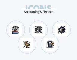 paquete de iconos lleno de línea de contabilidad y finanzas 5 diseño de iconos. economía. dinero. cuadro. generar. dólar vector