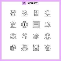 16 Universal Outlines Set for Web and Mobile Applications data filtering big data and science concept easter equipment electric Editable Vector Design Elements