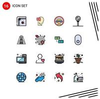 16 User Interface Flat Color Filled Line Pack of modern Signs and Symbols of chichen itza gastronomy column food greek Editable Creative Vector Design Elements