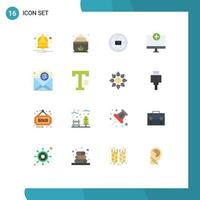 Pictogram Set of 16 Simple Flat Colors of newsletter hardware finance gadget computers Editable Pack of Creative Vector Design Elements