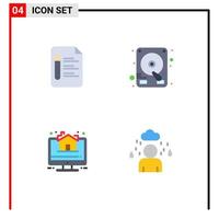 4 Universal Flat Icon Signs Symbols of file property pencil hard disk man Editable Vector Design Elements