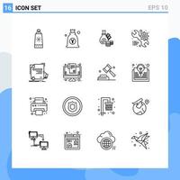 User Interface Pack of 16 Basic Outlines of certificate web money setting gold Editable Vector Design Elements