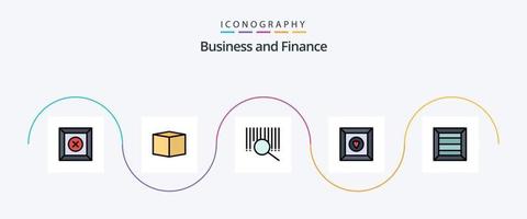 paquete de iconos de 5 planos llenos de línea de finanzas que incluye. buscar. producto. caja vector