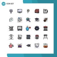 Set of 25 Modern UI Icons Symbols Signs for transport bus imac tiny measure Editable Vector Design Elements