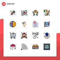 16 Universal Flat Color Filled Lines Set for Web and Mobile Applications shadow editing money trumpet instrument Editable Creative Vector Design Elements