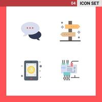 4 Thematic Vector Flat Icons and Editable Symbols of bubble app chatting tag inbox Editable Vector Design Elements