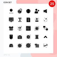 Set of 25 Commercial Solid Glyphs pack for off user tennis people human Editable Vector Design Elements