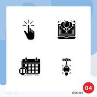 4 Creative Icons Modern Signs and Symbols of click party gestures balloon schedule Editable Vector Design Elements