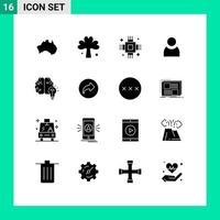 16 Universal Solid Glyph Signs Symbols of basic avatar irish equipment electric Editable Vector Design Elements