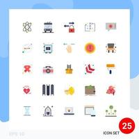 Pack of 25 Modern Flat Colors Signs and Symbols for Web Print Media such as chat support chat preferences lock tactical strategy Editable Vector Design Elements