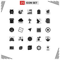 Modern Set of 25 Solid Glyphs Pictograph of paper network business connect vision Editable Vector Design Elements