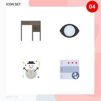 Pack of 4 creative Flat Icons of desk christmas office christmas database Editable Vector Design Elements