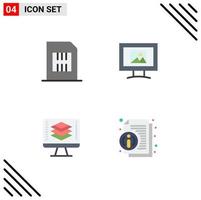 paquete de interfaz de usuario de 4 iconos planos básicos de elementos de diseño de vector editables de pantalla móvil de código de tarjeta