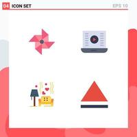 Universal Icon Symbols Group of 4 Modern Flat Icons of spring sofa audio play video play heart Editable Vector Design Elements