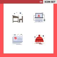 4 User Interface Flat Icon Pack of modern Signs and Symbols of chair system learn crash chart Editable Vector Design Elements