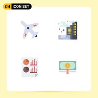 4 Creative Icons Modern Signs and Symbols of airport page city analytics money Editable Vector Design Elements