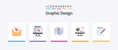 paquete de iconos planos de diseño gráfico 5 que incluye gota de color. balde. mapa. pantalla. llenar. diseño de iconos creativos vector