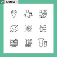 Mobile Interface Outline Set of 9 Pictograms of abilities css gear wedding css cascading Editable Vector Design Elements