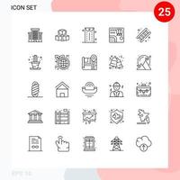 Universal Icon Symbols Group of 25 Modern Lines of job fire envelope travel rain Editable Vector Design Elements