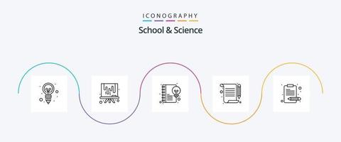 School And Science Line 5 Icon Pack Including content. content. writing. document vector