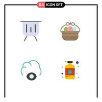 Set of 4 Vector Flat Icons on Grid for business cloud performance easter god Editable Vector Design Elements