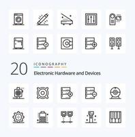 Paquete de iconos de línea de 20 dispositivos como datos de cámara de dispositivos eliminar datos vector