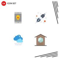 Modern Set of 4 Flat Icons and symbols such as application rain location plug delivery Editable Vector Design Elements