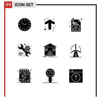 User Interface Pack of 9 Basic Solid Glyphs of refund safe web design deposit web Editable Vector Design Elements