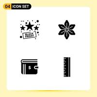 Set of 4 Modern UI Icons Symbols Signs for discount money sale nature cash Editable Vector Design Elements