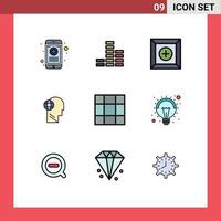 9 Creative Icons Modern Signs and Symbols of bulb grid new think head Editable Vector Design Elements