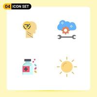 Pack of 4 Modern Flat Icons Signs and Symbols for Web Print Media such as activity cloud sync settings human cloud preferences medicine Editable Vector Design Elements