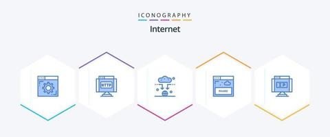 paquete de iconos azules de internet 25 que incluye ip. sitio web. antena. intercambio. interfaz vector