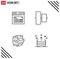 Mobile Interface Line Set of 4 Pictograms of internet help website center smoke Editable Vector Design Elements