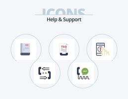 ayuda y soporte plano icon pack 5 diseño de iconos. documento. comunicación. contacto. apoyo. guía vector