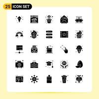 25 Universal Solid Glyphs Set for Web and Mobile Applications heart coffee money cup greetings Editable Vector Design Elements