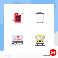 paquete de línea de vector editable de 4 iconos planos simples de carga de computadora de instagram de seguridad de recipiente elementos de diseño de vector editable