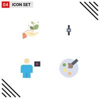 Editable Vector Line Pack of 4 Simple Flat Icons of growth body success audio playback Editable Vector Design Elements