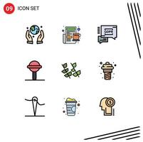 9 iconos creativos signos y símbolos modernos de hoja de primavera ecología segura sonido elementos de diseño vectorial editables vector